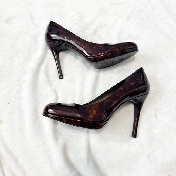 Stuart Weitzman brown Tortoise shell Heels leather pumps size 9.5 round toe - Picture 6 of 10